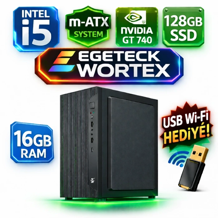 EGETECK Wortex i5 3470 16GB RAM 128GB SSD 4GB GT740 128 BİT Bilgisayar Kasası (WGT16128)