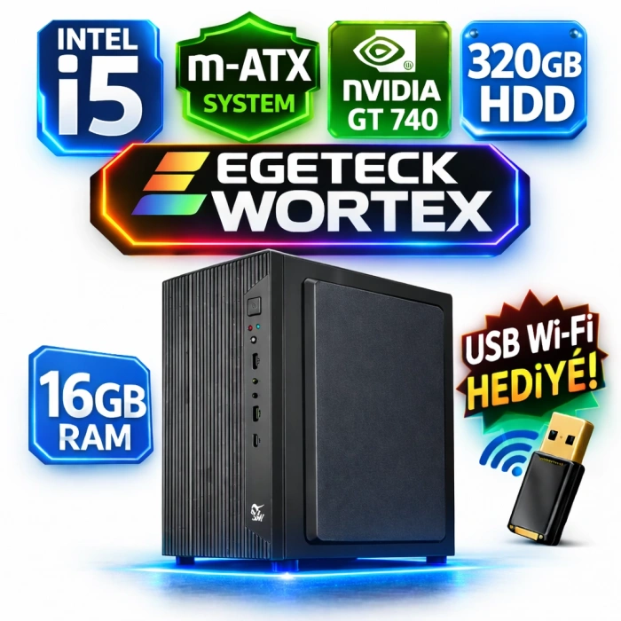 EGETECK Wortex i5 3470 16GB RAM 320GB HDD 4GB GT740 128 BİT Bilgisayar Kasası (WGT16320)
