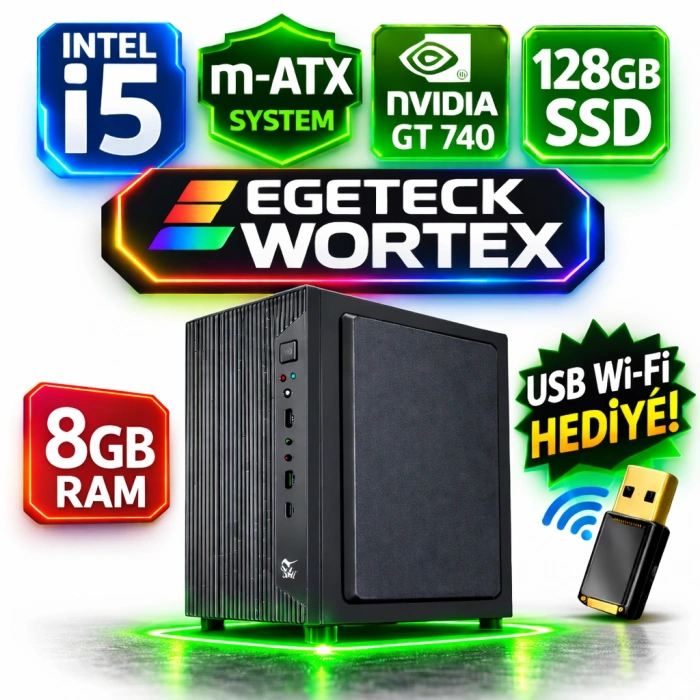 EGETECK Wortex i5 3470 8GB RAM 128GB SSD 4GB GT740 128 BİT Bilgisayar Kasası (WGT8128)