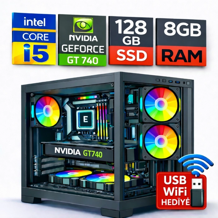 EGETECK Gamarex i5 3470 8GB RAM 128GB SSD GT740 128 BİT Akvaryum Gaming Oyuncu Bilgisayarı (GT8128)