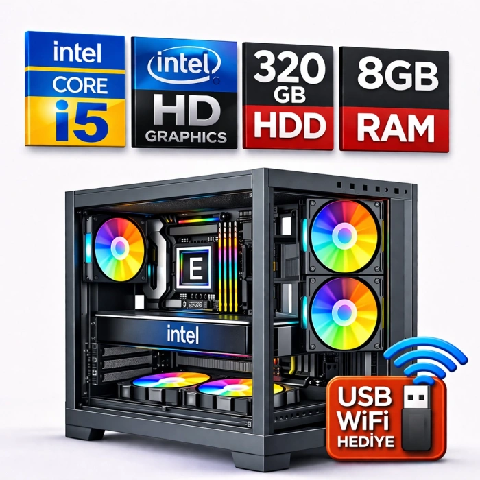 EGETECK Gamarex i5 3470 8GB RAM 320GB HDD İntel HD Graphics Akvaryum Gaming Oyuncu Bilgisayarı (İ8320)