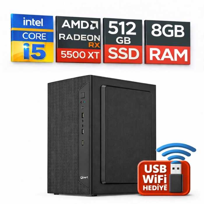EGETECK Wortex i5 3470 8GB RAM 512GB SSD GDDR6 RX 5500 8GB 256BİT Bilgisayar Kasası(WRX8512)
