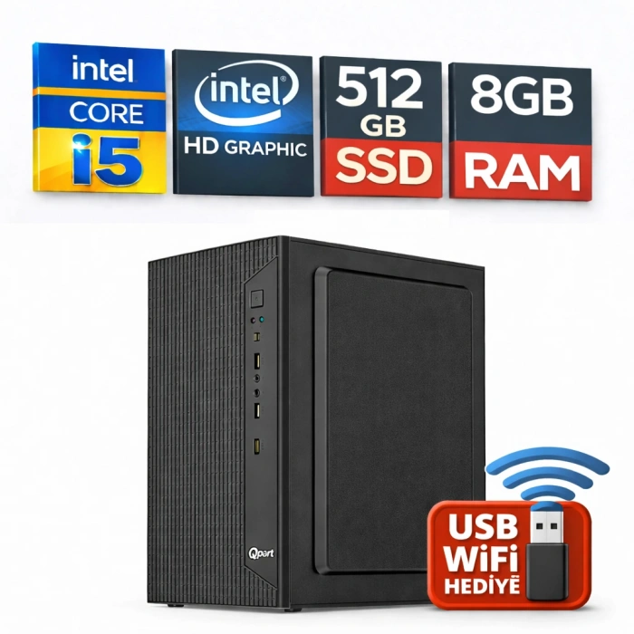 EGETECK Wortex i5 3470 8GB RAM 512GB SSD İntel Hd Graphics Bilgisayar Kasası (Wi8512)