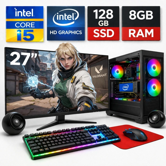 EGETECK GameX i5 3470 8GB RAM 128GB SSD İntel HD Graphics 27 Monitör Akvaryum Gaming Oyuncu Bilgisayarı