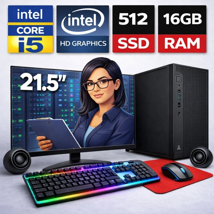 EGETECK WorkPro i5 3470 16GB 512GB SSD İntel HD Graphics 21.5 Monitör Masaüstü Bilgisayar