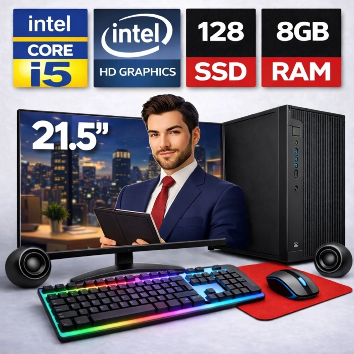 EGETECK WorkPro i5 3470 8GB 128GB SSD İntel HD Graphics 21.5 Monitör Masaüstü Bilgisayar