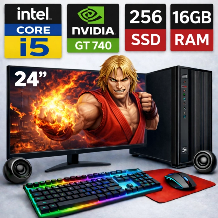 EGETECK Gamework i5 3470 16GB RAM 256GB SSD GT740 4GB Ekran Kartı 24 Monitör Akvaryum Gaming Oyuncu Bilgisayarı