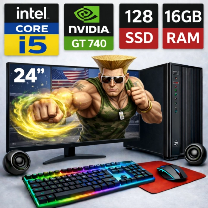 EGETECK Gamework i5 3470 16GB RAM 128GB SSD GT740 4GB Ekran Kartı 24 Monitör Akvaryum Gaming Oyuncu Bilgisayarı