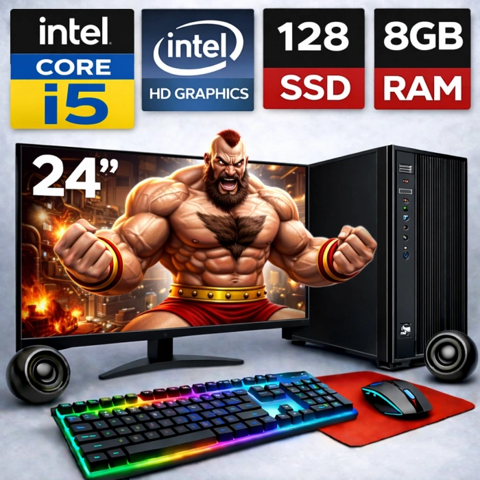 EGETECK Gamework i5 3470 8GB RAM 128GB SSD İntel HD Graphics 24 Monitör Akvaryum Gaming Oyuncu Bilgisayarı