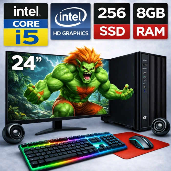 EGETECK Gamework i5 3470 8GB RAM 256GB SSD İntel HD Graphics 24 Monitör Akvaryum Gaming Oyuncu Bilgisayarı