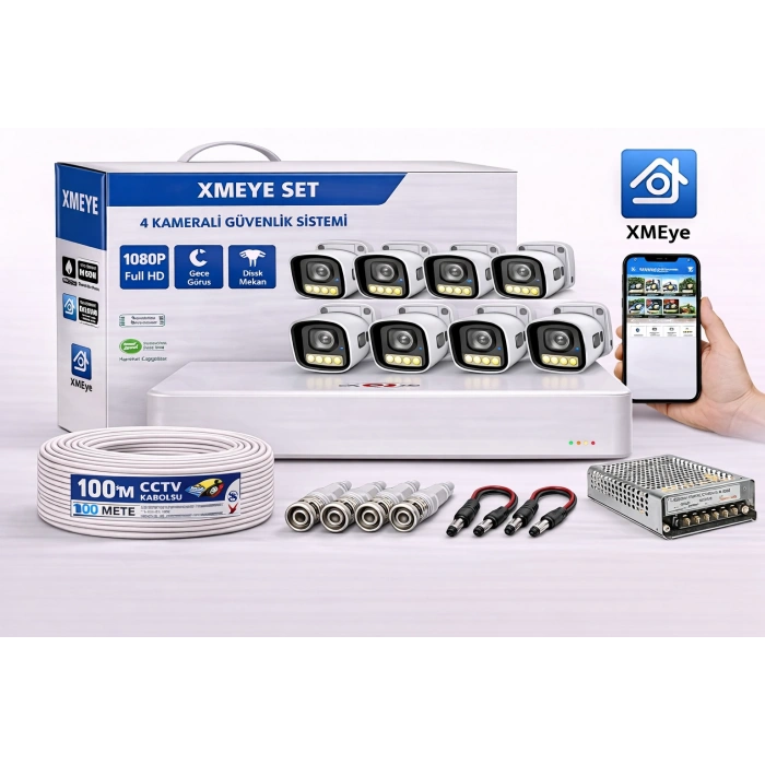 EGETECK 5MP Renkli Gece Görüşlü 8Lİ 250GB HDD AHD Akıllı Güvenlik Kamera Seti