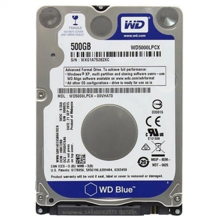 WD Blue 500GB 5400RPM Sata3 16Mb Cache 2.5 Sabit Disk (WD5000LPCX)