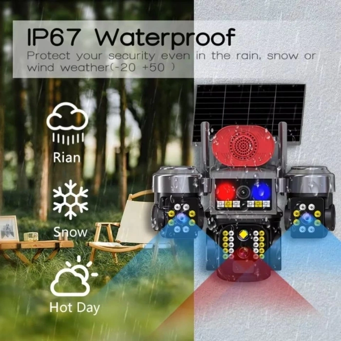 HiEasy APP 4 Kamera 12MP 4K 4G Gece Renkli Görüş İnsan Takibi Solar PTZ Akıllı Kamera