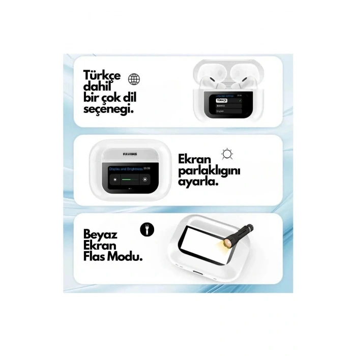 Fioplas A5-ANC Dokunmatik Ekranlı Bluetooth Kulaklık İos Android Tüm Telefonlara Uyumlu Kulaklık BT