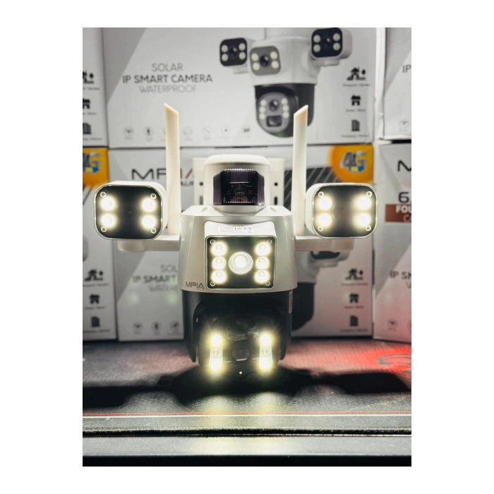 Aurora 3 Kameralı 6MP 4K 4G 100GB Sim Kart Hediye Güneş Panelli Solar 360 PTZ Akıllı Güvenlik Kamera