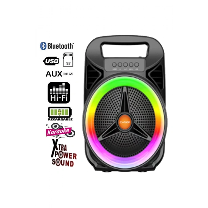 Platoon Pl-4521 Bt Usb Sd Aux 6.5 Inç Mikrofonlu Anfi Yüksek Ses Taşınabilir Rgb Işıklı Hoparlör CS0604