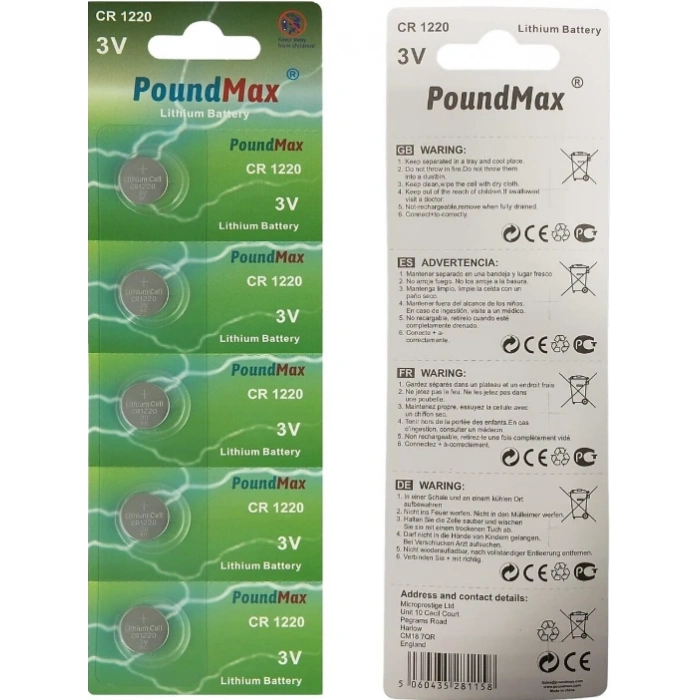 Poundmax CR1220 3V Düğme Pil