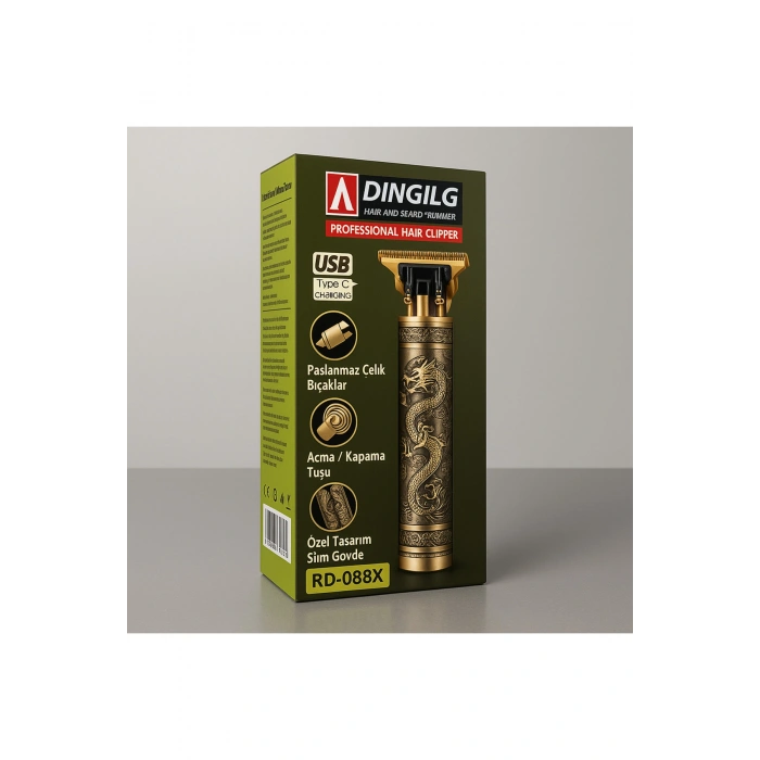 DıngılG RD-088X Profesyonel Vücut Sakal Makinesi – USB Type-C, Paslanmaz Çelik Bıçak, Metal Gövde