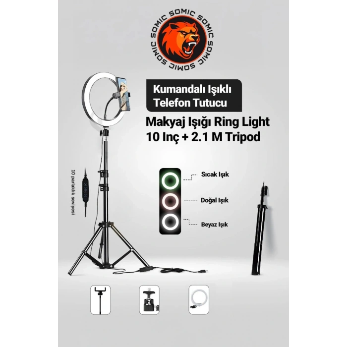 Ring Fill Light Led Işıklı Tripod 10 Inç Halka Youtuber Tiktok Makyaj Işığı Ayaklı Tripot
