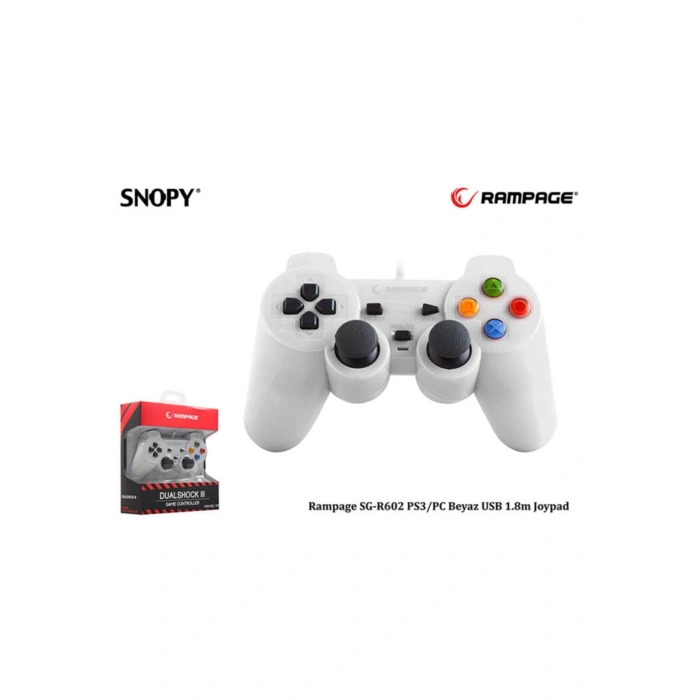 Rampage Sg-R602 Ps3/Pc Beyaz Usb 1.8m Joypad Uyumlu Beyaz Renk