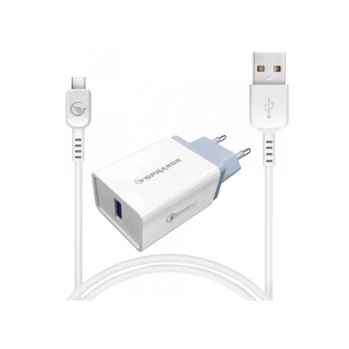 Sprange T-30 18W 3A Fast Hızlı Qualcomm Quick Charge 3.0 Type-C Kablolu Şarj Seti