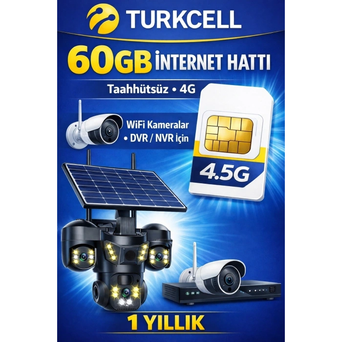 Turkcell Solar Kamera Hattı 1 Yıl Aylık 5 GB Yıllık 60 GB Hazır Hat