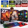 EGETECK Gamex i5 3470 16GB 512GB SSD GT740 4GB Ekran Kartı 27 Monitör Masaüstü Bilgisayar (GMXG16512)