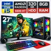 EGETECK GameX i5 3470 8GB RAM 320GB HDD GDDR6 RX 5500 8GB 256BİT 27 Monitör Akvaryum Gaming Oyuncu Bilgisayarı