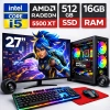 EGETECK GameX i5 3470 16GB RAM 512GB SSD GDDR6 RX 5500 8GB 256BİT 27 Monitör Akvaryum Gaming Oyuncu Bilgisayarı