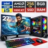 EGETECK GameX i5 3470 8GB RAM 256GB SSD GDDR6 RX 5500 16GB 256BİT 27 Monitör Akvaryum Gaming Oyuncu Bilgisayarı