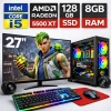 EGETECK GameX i5 3470 8GB RAM 128GB SSD GDDR6 RX 5500 16GB 256BİT 27 Monitör Akvaryum Gaming Oyuncu Bilgisayarı