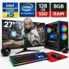 EGETECK GameX i5 3470 8GB RAM 128GB SSD İntel HD Graphics 27 Monitör Akvaryum Gaming Oyuncu Bilgisayarı