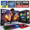 EGETECK GameX i5 3470 8GB RAM 512GB SSD İntel HD Graphics 27 Monitör Akvaryum Gaming Oyuncu Bilgisayarı