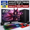 EGETECK Gamework i5 3470 16GB RAM 512GB SSD GDDR6 RX 5500 8GB 256BİT 21.5 Monitör Akvaryum Gaming Oyuncu Bilgisayarı