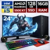 EGETECK Gamework i5 3470 16GB RAM 128GB SSD GDDR6 RX 5500 8GB 256BİT 24 Monitör Akvaryum Gaming Oyuncu Bilgisayarı