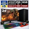 EGETECK Gamework i5 3470 8GB RAM 256GB SSD GDDR6 RX 5500 8GB 256BİT 24 Monitör Akvaryum Gaming Oyuncu Bilgisayarı