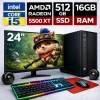 EGETECK Gamework i5 3470 16GB RAM 512GB SSD GDDR6 RX 5500 8GB 256BİT 24 Monitör Akvaryum Gaming Oyuncu Bilgisayarı