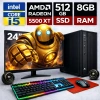 EGETECK Gamework i5 3470 8GB RAM 512GB SSD GDDR6 RX 5500 8GB 256BİT 24 Monitör Akvaryum Gaming Oyuncu Bilgisayarı