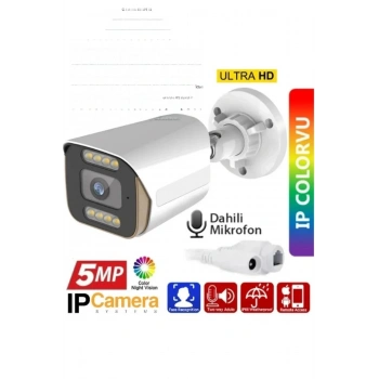 EgeTeck EGT-201 5MP SESLİ IP Bullet PoE 3.6MM Network Kamera Gece-Gündüz Renkli Görüntü