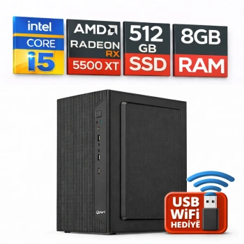 EGETECK Wortex i5 3470 8GB RAM 512GB SSD GDDR6 RX 5500 8GB 256BİT Bilgisayar Kasası(WRX8512)