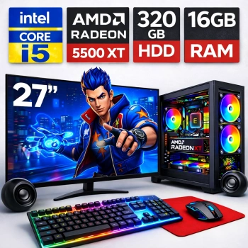 EGETECK GameX i5 3470 16GB RAM 320GB HDD GDDR6 RX 5500 8GB 256BİT 27 Monitör Akvaryum Gaming Oyuncu Bilgisayarı
