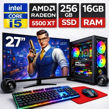 EGETECK GameX i5 3470 16GB RAM 256GB SSD GDDR6 RX 5500 8GB 256BİT 27 Monitör Akvaryum Gaming Oyuncu Bilgisayarı