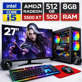 EGETECK GameX i5 3470 8GB RAM 512GB SSD GDDR6 RX 5500 8GB 256BİT 27 Monitör Akvaryum Gaming Oyuncu Bilgisayarı