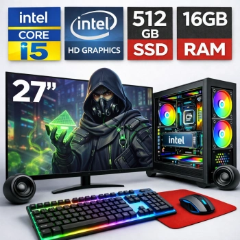EGETECK GameX i5 3470 16GB RAM 512GB SSD İntel HD Graphics 27 Monitör Akvaryum Gaming Oyuncu Bilgisayarı