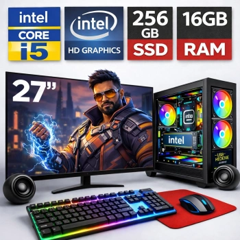 EGETECK GameX i5 3470 16GB RAM 256GB SSD İntel HD Graphics 27 Monitör Akvaryum Gaming Oyuncu Bilgisayarı