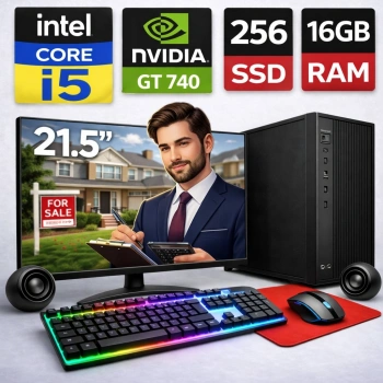 EGETECK WorkPro i5 3470 16GB 256GB SSD GT740 4GB Ekran Kartı 21.5 Monitör Masaüstü Bilgisayar