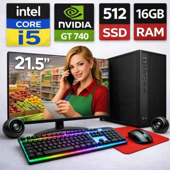 EGETECK WorkPro i5 3470 16GB 512GB SSD GT740 4GB Ekran Kartı 21.5 Monitör Masaüstü Bilgisayar