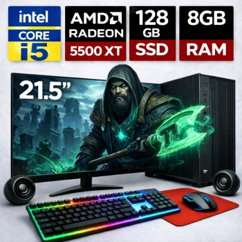 EGETECK Gamework i5 3470 8GB RAM 128GB SSD GDDR6 RX 5500 8GB 256BİT 21.5 Monitör Akvaryum Gaming Oyuncu Bilgisayarı
