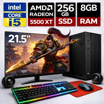 EGETECK Gamework i5 3470 8GB RAM 256GB SSD GDDR6 RX 5500 8GB 256BİT 21.5 Monitör Akvaryum Gaming Oyuncu Bilgisayarı