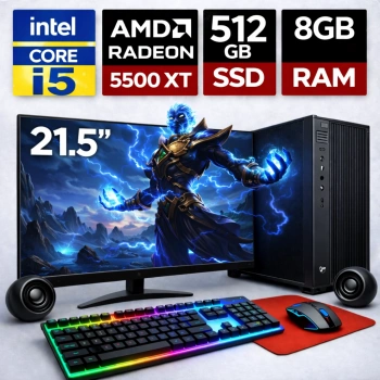 EGETECK Gamework i5 3470 8GB RAM 512GB SSD GDDR6 RX 5500 8GB 256BİT 21.5 Monitör Akvaryum Gaming Oyuncu Bilgisayarı